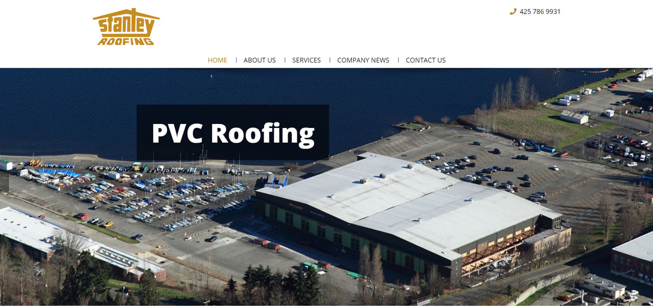 Screenshot of Stanley Roofing's website.