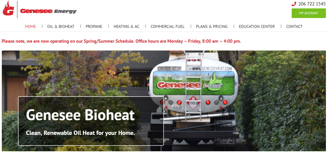 screenshot of Genesee Energy's website.