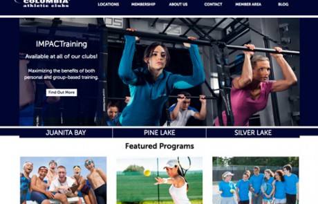 Screenshot of Columbia Athletic Club's website.