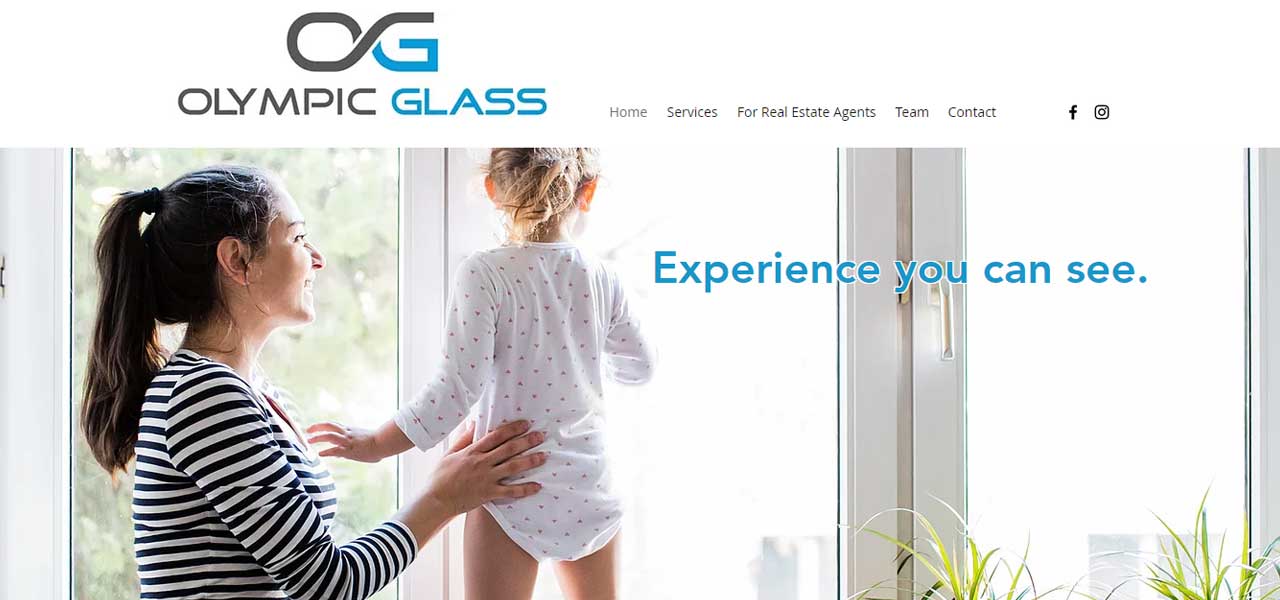 Screenshot of Olympic Glass's website.