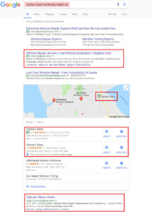 Search results for a keyword we targeted showing high google rankings.