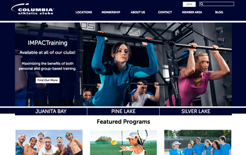 Screenshot of Columbia Athletic's website homepage