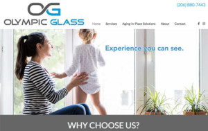 Screenshot of Olympic Glass's website homepage