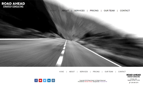 Screenshot of Road Ahead's website homepage